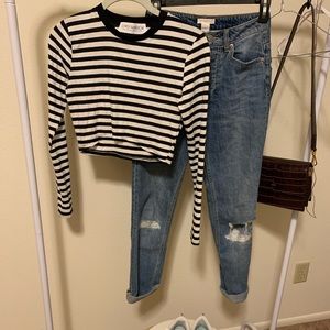 Striped crop t shirt